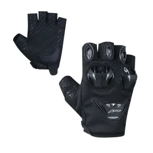 Half Finger Leather and Textile Gloves