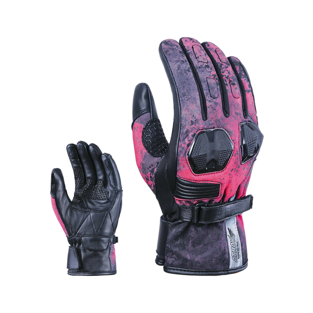 Women Winter Gloves Leather and Textile